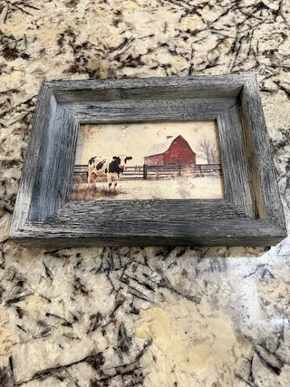 Framed Cow & Barn Picture (1) RCD|169367