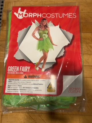 NEW Morph Costumes Women’s Green Fairy Costume & Wings Tinker Bell Size L