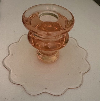 vintage pink depression pedestal bowl or candlestick rsv