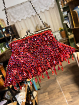 Small Maroon/Red beaded Purse MTS|67805
