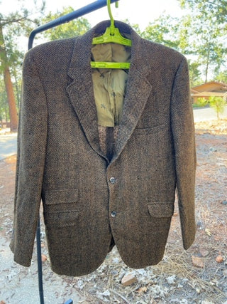 JP The Emporium CA vintage brown herringbone virgin wool sport coat