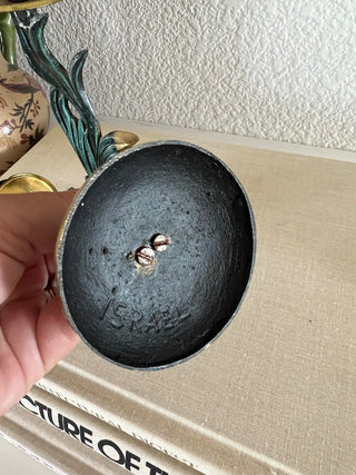 Pair of vintage brass feather candle sticks RSV|109165