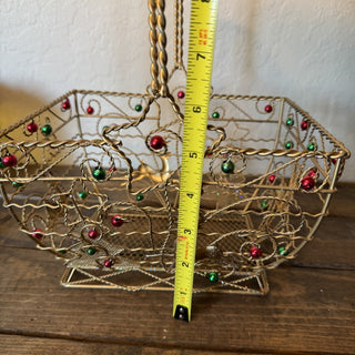 Ornate Gold Twisted Wire Reindeer Basket RCD|124662
