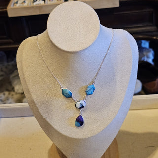 .925 ice blue dahlia lariat  18 in necklace|90137