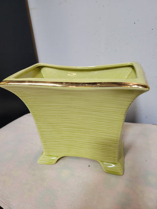 Vintage MCM Light Green w/Gold Trim Planter|60894
