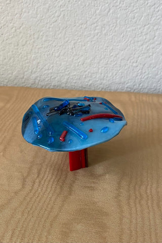 Art Glass Mushroom -Turquoise/Red 1 RSV|127527