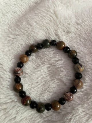Natural stone bracelet black/earth tones * RSV|63956