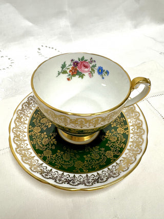 Hammersley & Co. Forest Green Gold Chintz Tea Cup & Saucer RSV|91532