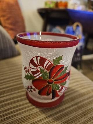 AD. Candy Cane Crackle Candle Holder