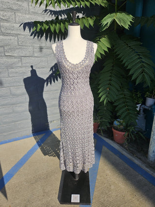 Vtg 90s/00s Silver Maxi Dress MTS|92691