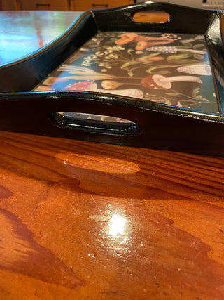 Upcycled Black Tray with Mushrooms ~MTS|102369