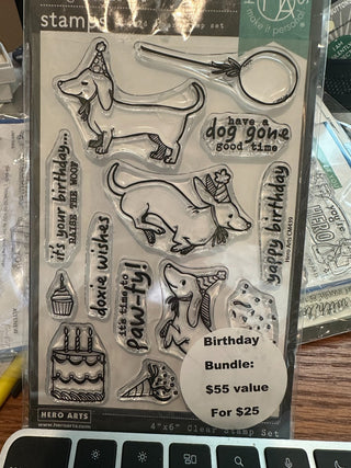 Hero Arts Clear Stamp set - "Birthday Paw-ty" 13 stamps RCD|103776