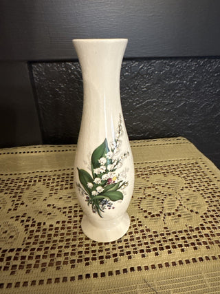 Vintage White Vase with Flowers Made in England Wood & Sons-RCD