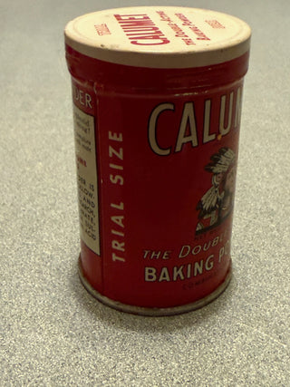 vintage calumet trial size baking powder tin RSV|89403