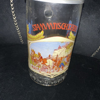 Original Bierzug Beer Stein Tankard Pewter Lid German Alwe Heavy Glass 6" Tall #47 VV MTS