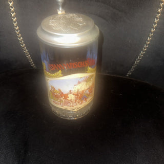 Original Bierzug Beer Stein Tankard Pewter Lid German Alwe Heavy Glass 6" Tall #47 VV MTS