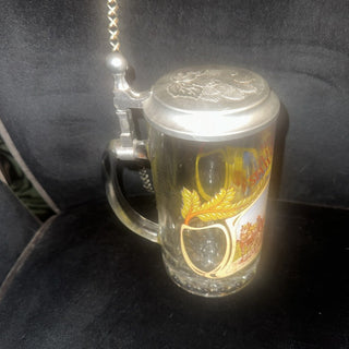 Original Bierzug Beer Stein Tankard Pewter Lid German Alwe Heavy Glass 6" Tall #47 VV MTS