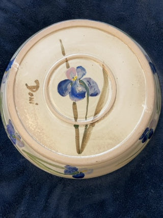 JP Studio Art Pottery platter hand-painted iris design