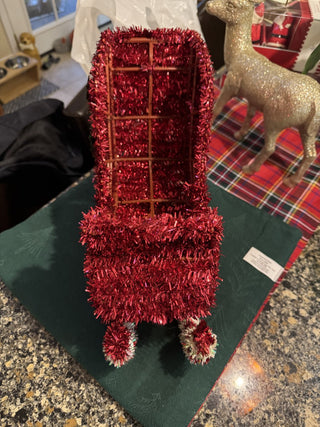 Sleigh Red & White Tinsel Decoration-KL RCD