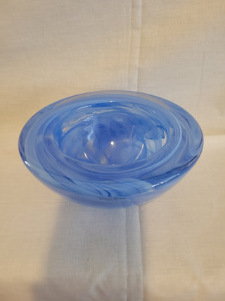 Kosta Boda Blue Swirl Art Glass Atoll Bowl RCD|99342