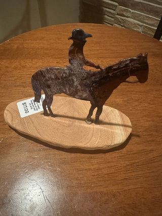 Rustic metal cowboy on his horse art #47 VV MTS