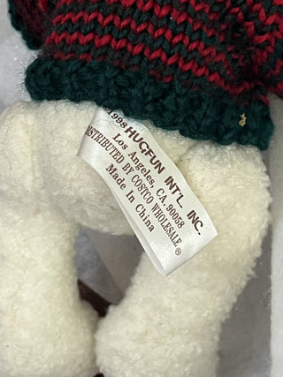 Vtg Hugfun White Jointed Teddy Bear w/Christmas Sweater RSV|132482