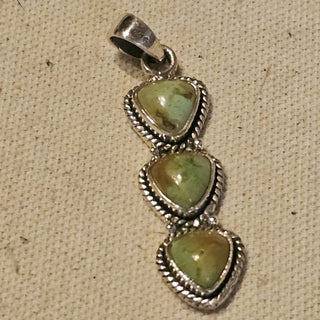 .925.3 stone heart Sonoran gold turquoise pendant|90737