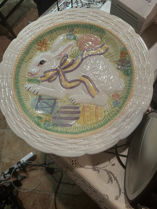 #62 VV Easter Bunny Ceramic Plate 13"