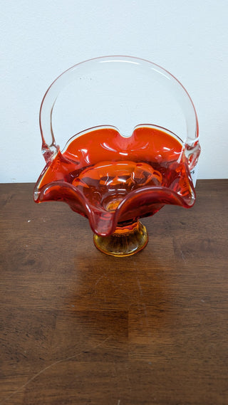 Handblown Orange Glass Basket RSV