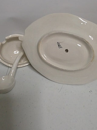 lemon jam/sugar pot on a matching leaf underplate.as is