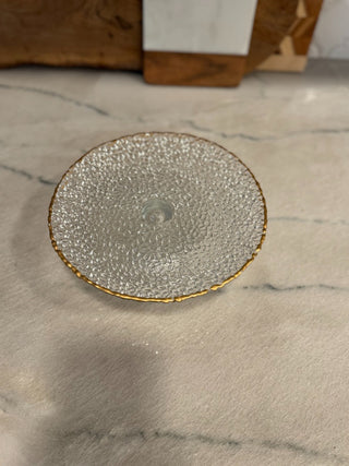 VTG GLASS PEDESTAL CAKE STAND 8"