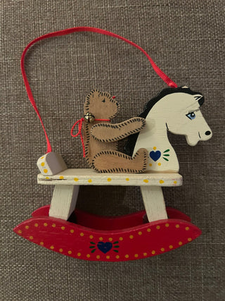 White Rocking Horse with Teddy Bear    MTS|131909