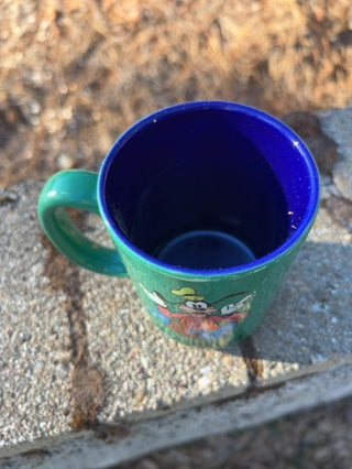 Vintage Disneyland GOOFY Coffee Mug Cup Green w/Blue Interior Thailand