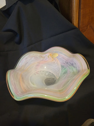 Murano Art Glass Pastel Swirl Bowl, Italy RCD