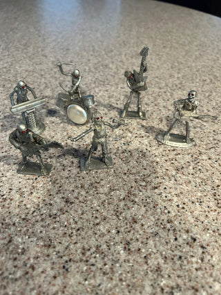 7 piece pewter skeleton rock band|121121