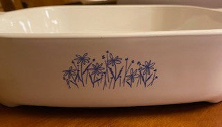 Corning Blue Daisy Square Browning Dish, No Lid