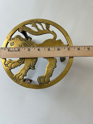 Vintage brass lion trivet stand|72039
