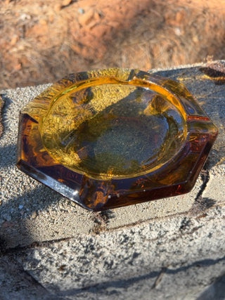JP Vintage MCM Amber Glass Ashtray