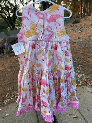 NWT Thornkat Kid Designs size 5 pink flamingo dress