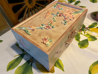 Custom Designed Pink Floral Footed Jewelry Box RSV|96580