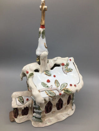 Blue Sky Clayworks Christmas Silent Night Church Tea Light candle holder 13" #62 VV MTS|126939