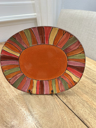 Wavy Stripe Hand-painted Stoneware Plate MTS|118324