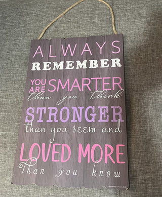 Inspirational Hanging Sign Pink/Purple RCD (For Pickup Only)
