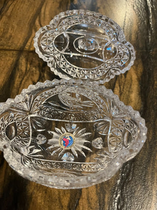 Crystal Trinket Glassware on Legs w/Lid/ Bird on Top RSV|112461