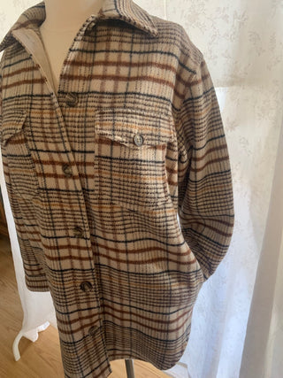 Joie brn/beigh  plaid shacket MTS|131020
