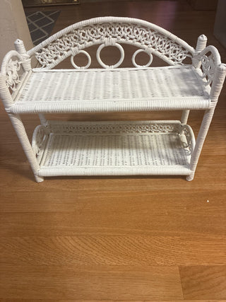 Vintage wicker two tier shelf rcd
