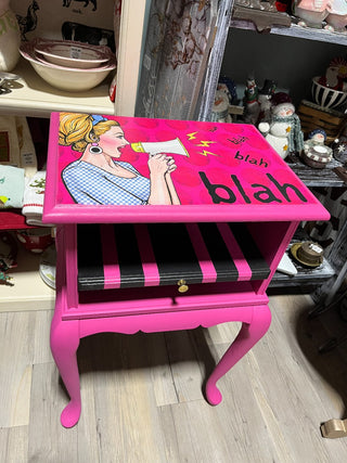 Blah Blah Blah Upcycled Pink Bombay Table RSV|45804