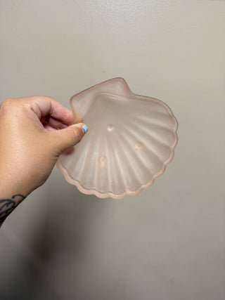 Frosted Pink Shell Footed Dish RSV