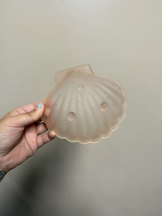 Frosted Pink Shell Footed Dish RSV