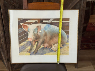 ORIGINAL PAINTING WATERCOLOR BY HIRAKO BROWN PIGS